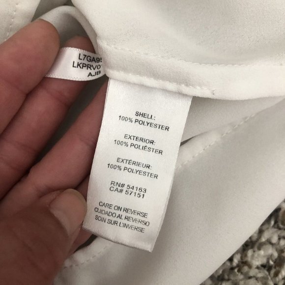 Karl Lagerfeld White 3/4 Bell Sleeve Ruffle Tie Neck Blouse Top Women's Sz XS - Picture 9 of 9